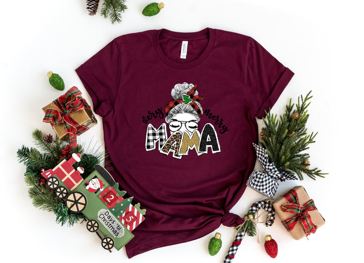 T-Shirt-Christmas Mama T-Shirt-S-Maroon-Jack N Roy