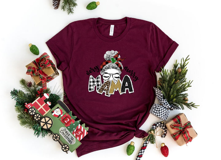 Shirts & Tops-Christmas Mama T-Shirt-S-Maroon-Jack N Roy