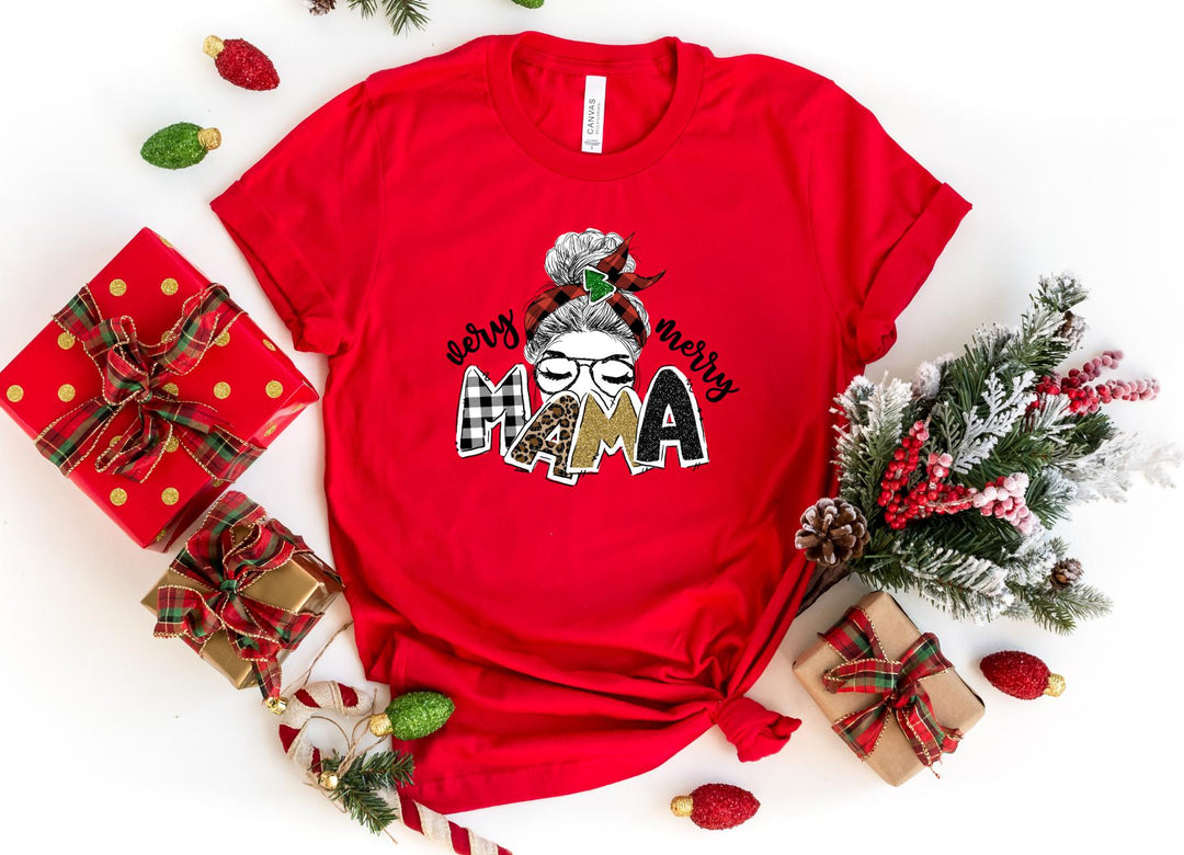 Shirts & Tops-Christmas Mama T-Shirt-S-Red-Jack N Roy