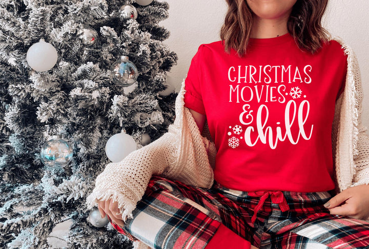 Shirts & Tops-Christmas Movies & Chill T-Shirt-Jack N Roy