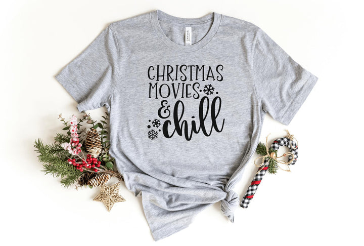 Shirts & Tops-Christmas Movies & Chill T-Shirt-S-Athletic Heather-Jack N Roy