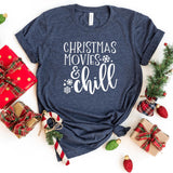 T-Shirt-Christmas Movies & Chill T-Shirt-S-Heather Navy-Jack N Roy