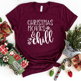 T-Shirt-Christmas Movies & Chill T-Shirt-S-Maroon-Jack N Roy