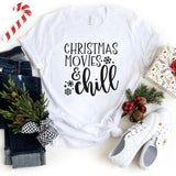 T-Shirt-Christmas Movies & Chill T-Shirt-S-White-Jack N Roy