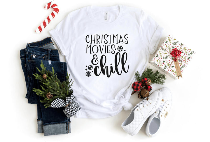 Shirts & Tops-Christmas Movies & Chill T-Shirt-S-White-Jack N Roy