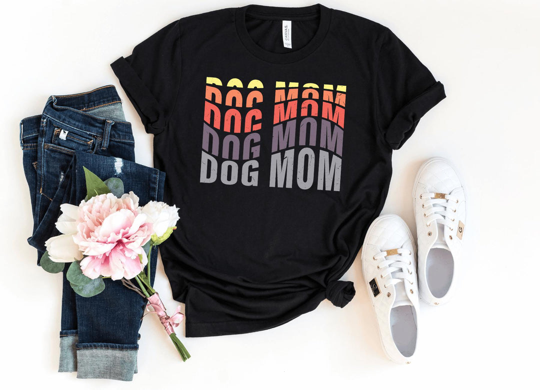 Shirts & Tops-Colorful Dog Mom T-Shirt-S-Black-Jack N Roy