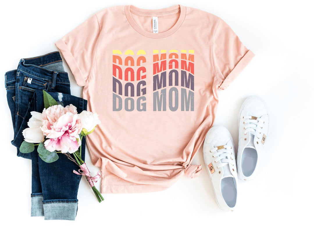 Shirts & Tops-Colorful Dog Mom T-Shirt-S-Heather Peach-Jack N Roy