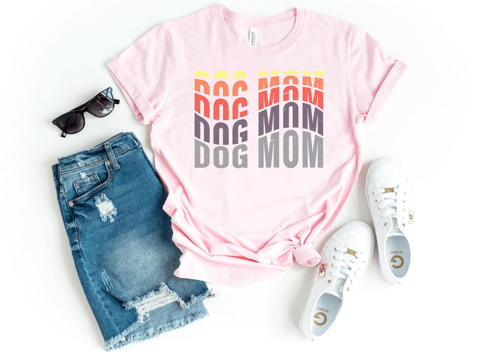 Shirts & Tops-Colorful Dog Mom T-Shirt-S-Pink-Jack N Roy