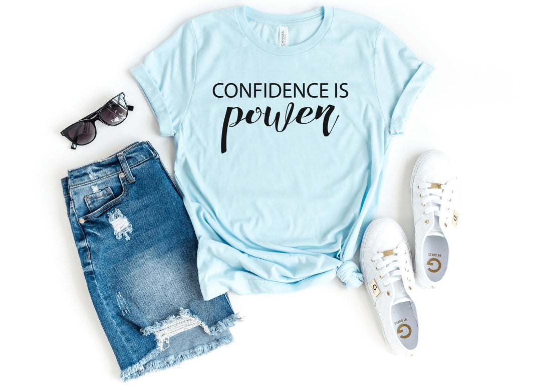 Shirts & Tops-Confidence is power T-Shirt-S-Heather Ice Blue-Jack N Roy