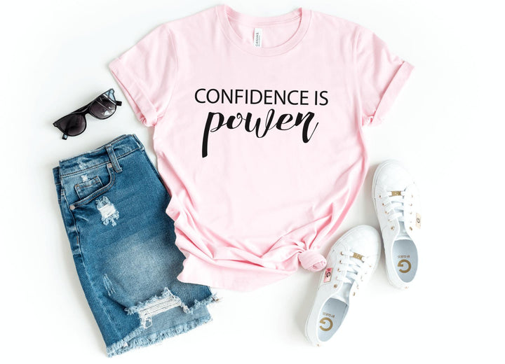 Shirts & Tops-Confidence is power T-Shirt-S-Pink-Jack N Roy