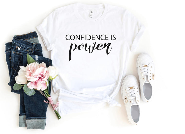 Shirts & Tops-Confidence is power T-Shirt-S-White-Jack N Roy