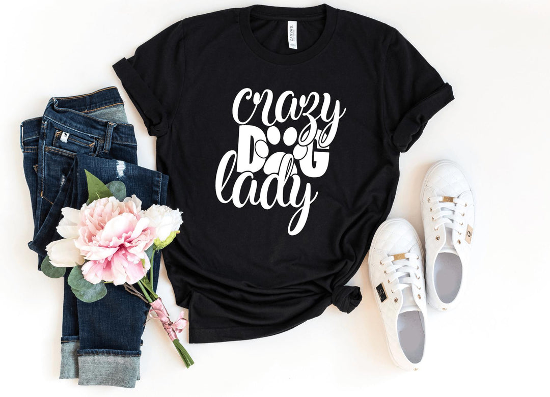 Shirts & Tops-Crazy Dog Lady T-Shirt-S-Black-Jack N Roy