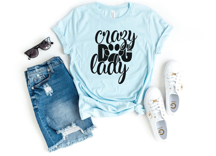 Shirts & Tops-Crazy Dog Lady T-Shirt-S-Heather Ice Blue-Jack N Roy