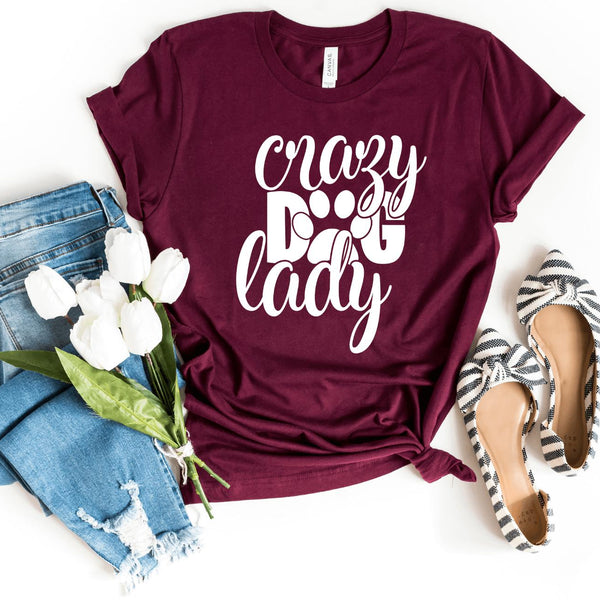 T-Shirt-Crazy Dog Lady T-Shirt-S-Maroon-Jack N Roy