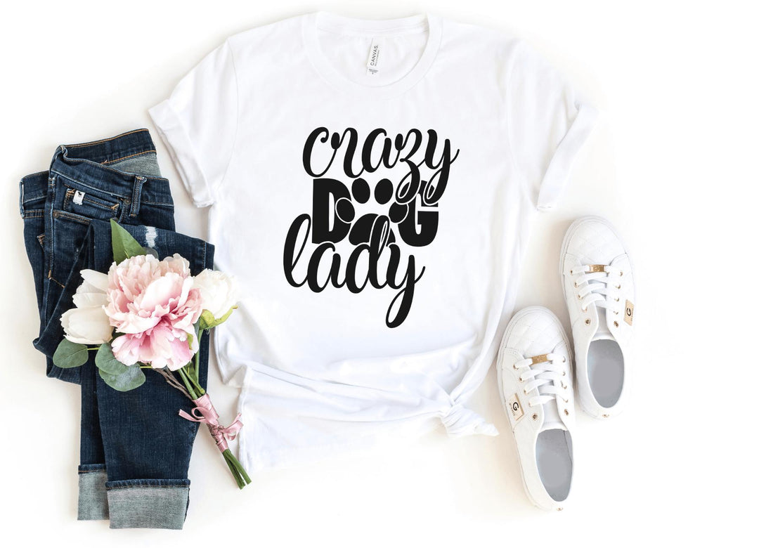 Shirts & Tops-Crazy Dog Lady T-Shirt-S-White-Jack N Roy