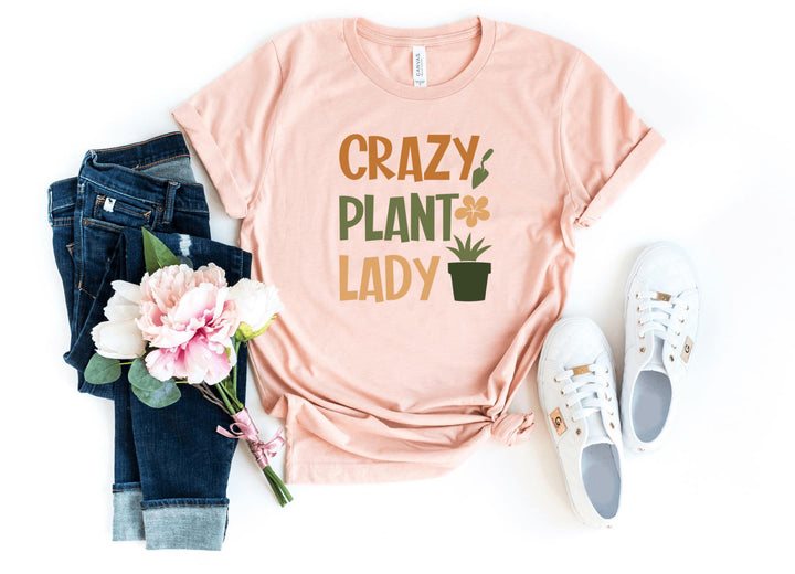 Shirts & Tops-Crazy Plant Lady T-Shirt-S-Heather Peach-Jack N Roy