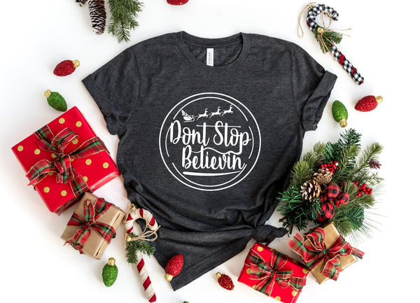 T-Shirt-Don't Stop Believin' T-Shirt-S-Dark Grey Heather-Jack N Roy