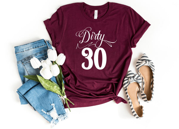 T-Shirt-Dirty Thirty T-Shirt-S-Maroon-Jack N Roy