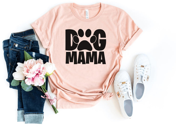 Shirts & Tops-Dog Mama T-Shirt-S-Heather Peach-Jack N Roy