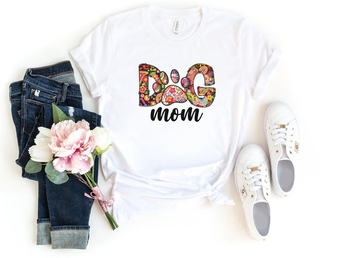 Shirts & Tops-Dog Mom (Paisley Design) T-Shirt-S-White-Jack N Roy