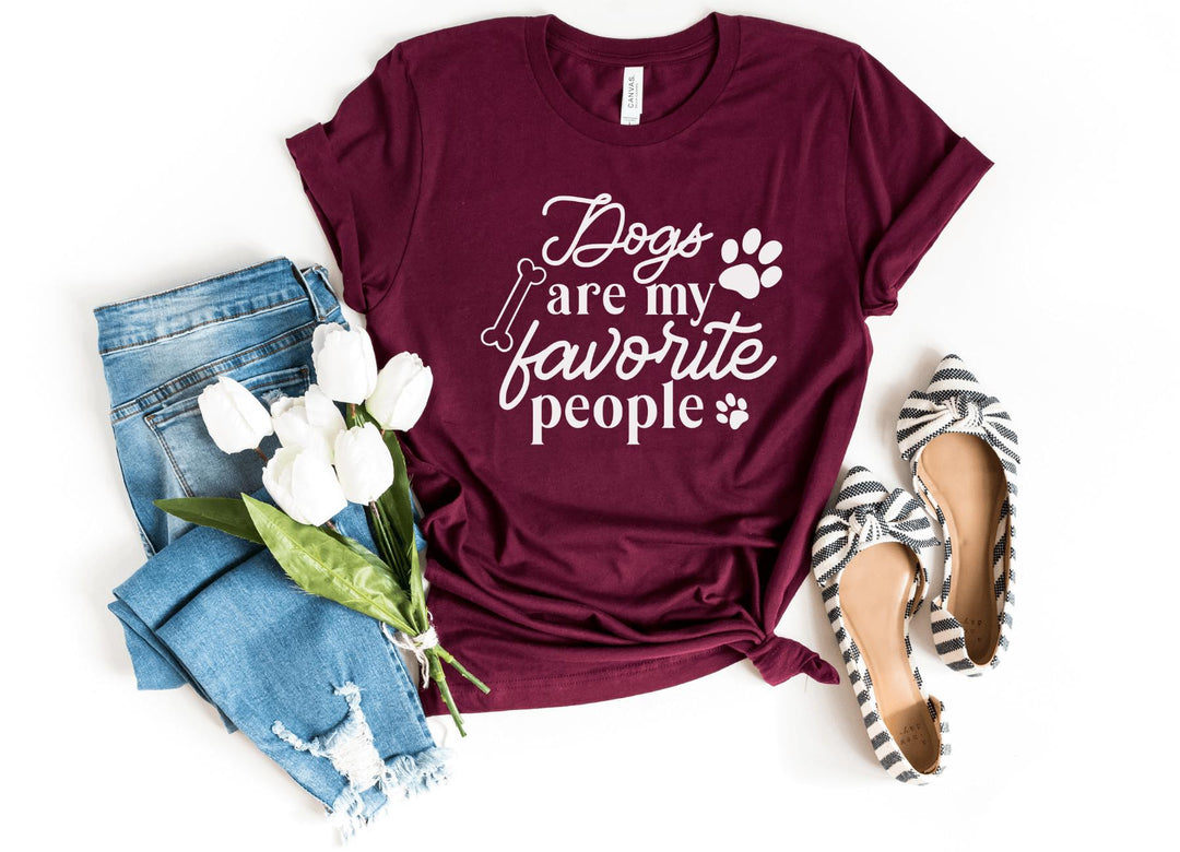 Shirts & Tops-Dogs Are My Fav People T-Shirt-S-Maroon-Jack N Roy