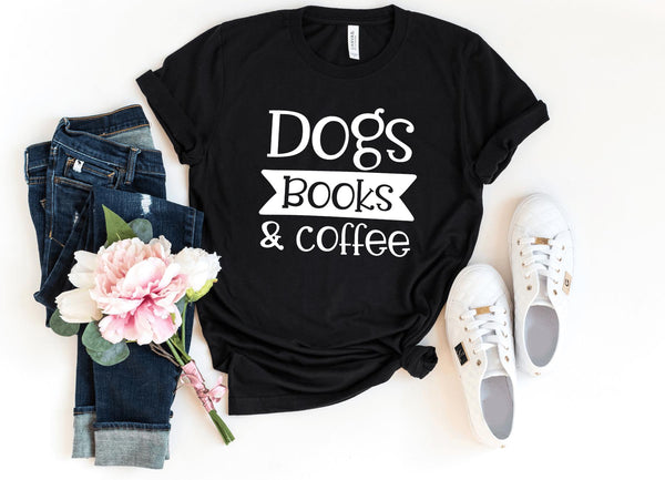 T-Shirt-Dogs Books & Coffee T-Shirt-S-Black-Jack N Roy