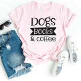 T-Shirt-Dogs Books & Coffee T-Shirt-S-Pink-Jack N Roy