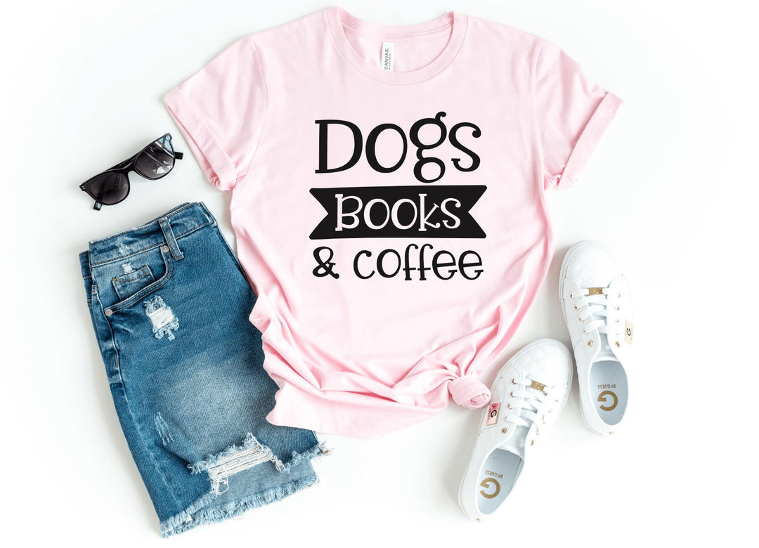 Shirts & Tops-Dogs Books & Coffee T-Shirt-S-Pink-Jack N Roy