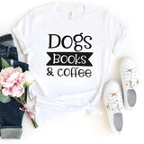 T-Shirt-Dogs Books & Coffee T-Shirt-S-White-Jack N Roy