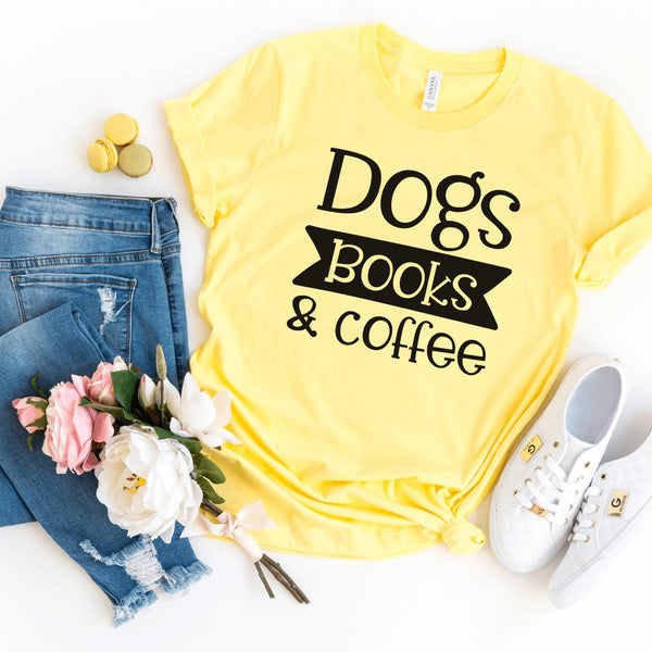 T-Shirt-Dogs Books & Coffee T-Shirt-S-Yellow-Jack N Roy