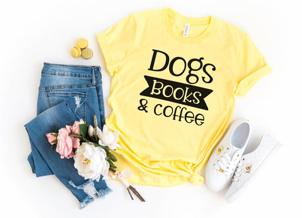 T-Shirt-Dogs Books & Coffee T-Shirt-S-Yellow-Jack N Roy