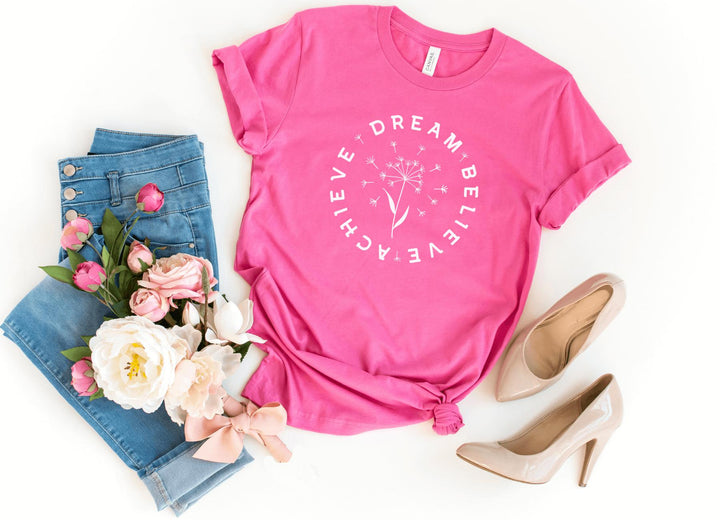 Shirts & Tops-Dream Believe Achieve T-Shirt-S-Charity Pink-Jack N Roy