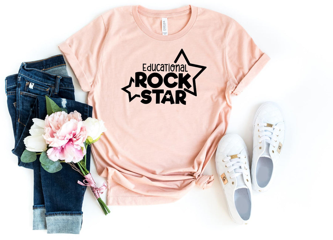 Shirts & Tops-Educational RockStar ★ T-Shirt-S-Heather Peach-Jack N Roy