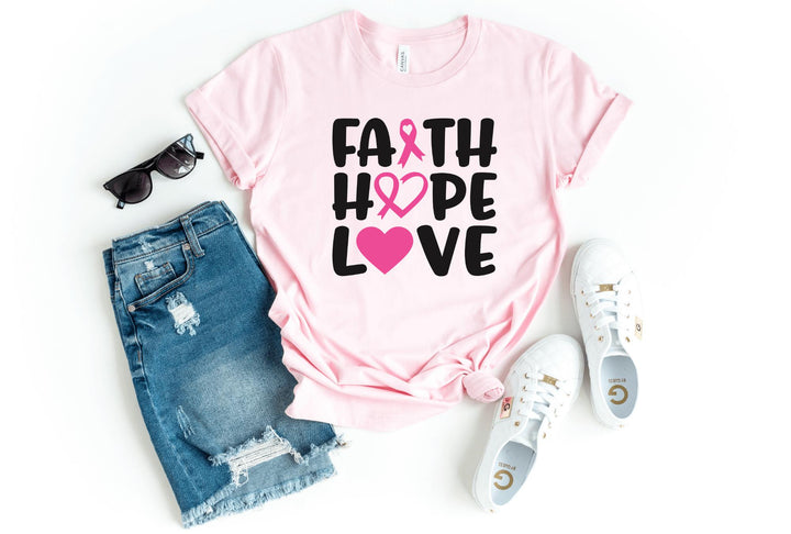 Shirts & Tops-Faith, Hope, Love T-Shirt 🎗️-S-Pink-Jack N Roy