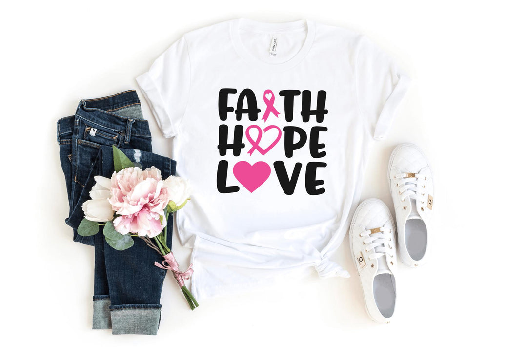 Shirts & Tops-Faith, Hope, Love T-Shirt 🎗️-S-White-Jack N Roy