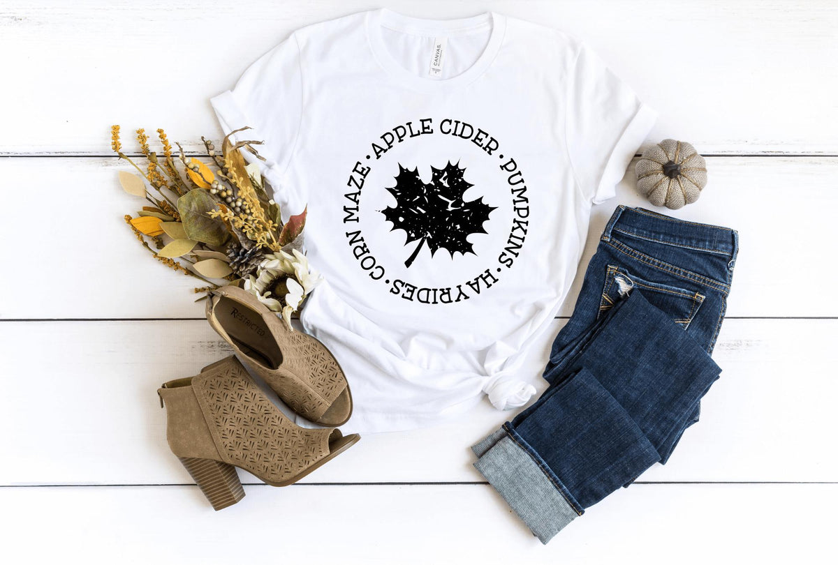 T-Shirt-Fall Leaf T-Shirt-S-White-Jack N Roy