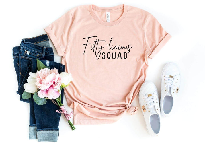 Shirts & Tops-Fiftylicious SQUAD T-Shirt-S-Heather Peach-Jack N Roy