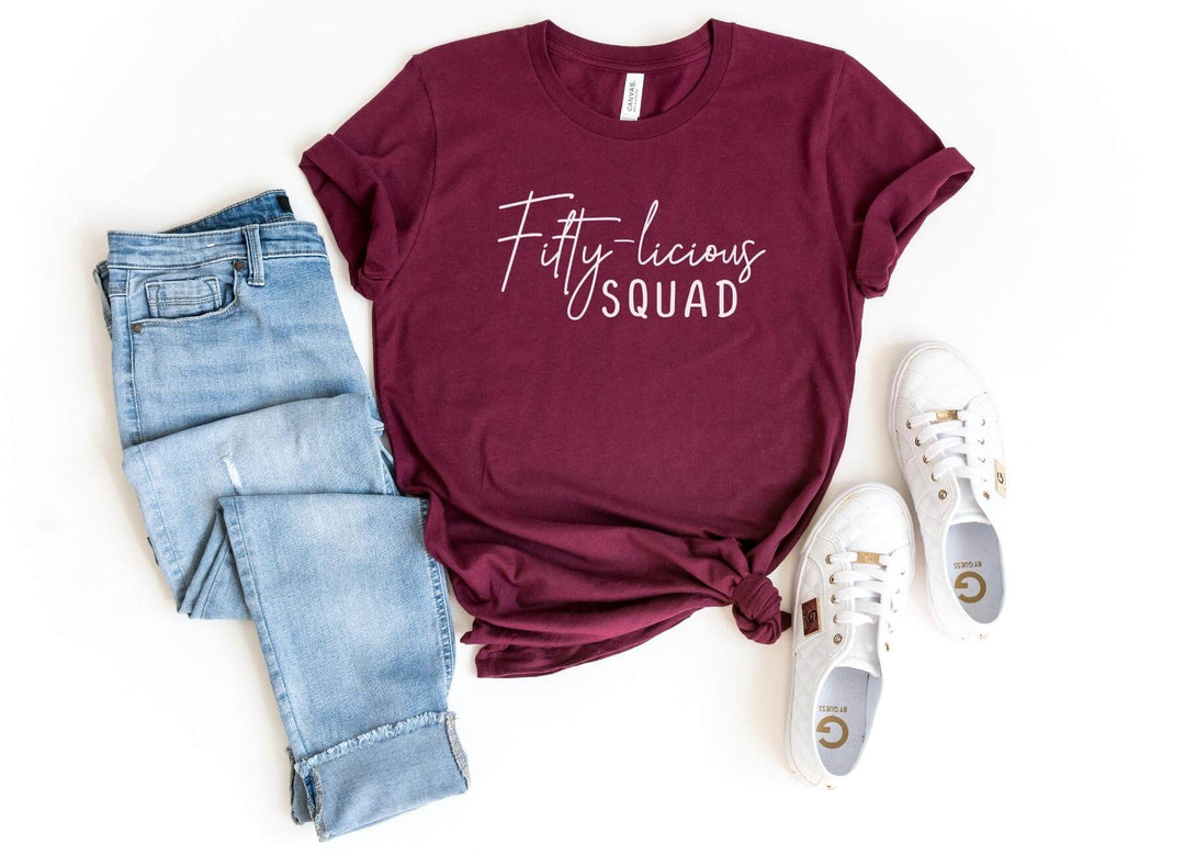 Shirts & Tops-Fiftylicious SQUAD T-Shirt-S-Maroon-Jack N Roy