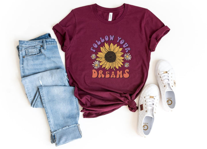 Shirts & Tops-Follow Your Dreams T-Shirt-S-Maroon-Jack N Roy