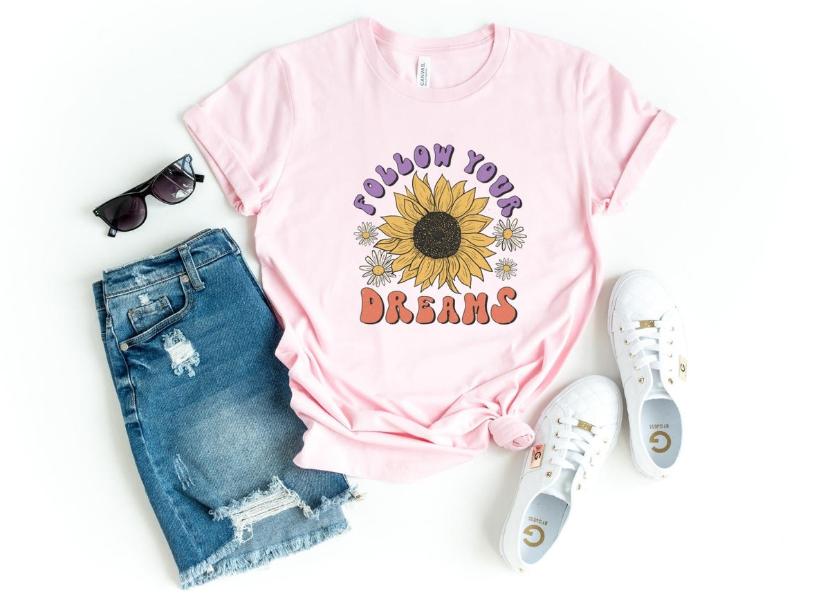 T-Shirt-Follow Your Dreams T-Shirt-S-Pink-Jack N Roy