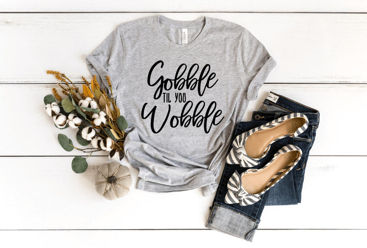 Shirts & Tops-Gobble Til You Wobble T-Shirt-S-Athletic Heather-Jack N Roy