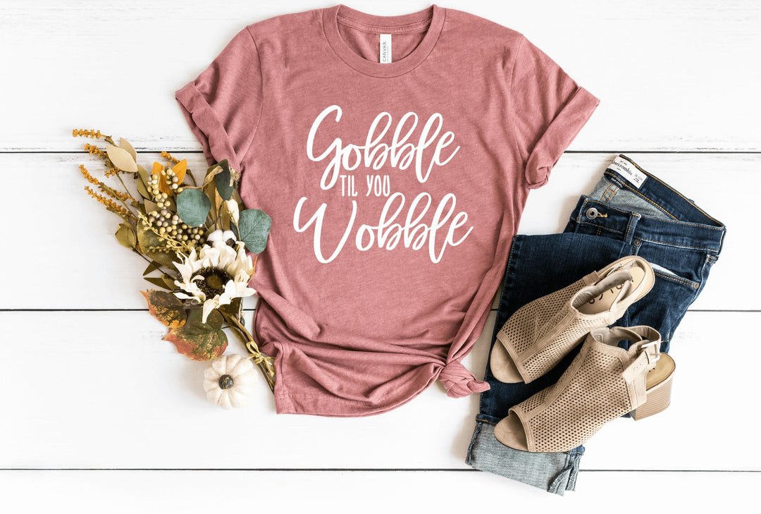 Shirts & Tops-Gobble Til You Wobble T-Shirt-S-Heather Mauve-Jack N Roy