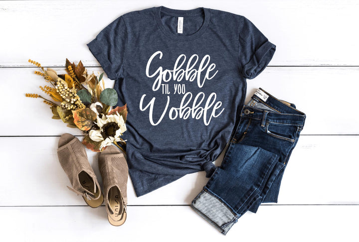 Shirts & Tops-Gobble Til You Wobble T-Shirt-S-Heather Navy-Jack N Roy