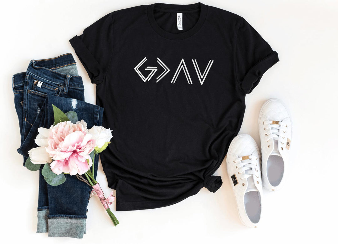 Shirts & Tops-God Is Greater Than Ups & Downs T-Shirt-S-Black-Jack N Roy