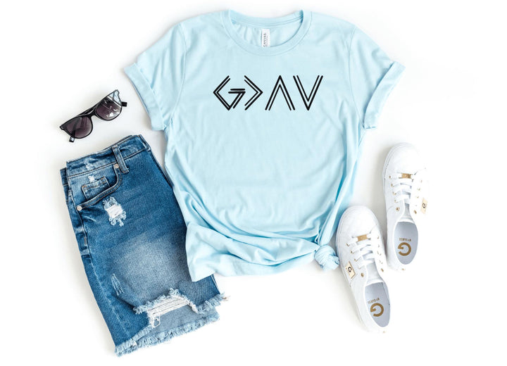 Shirts & Tops-God Is Greater Than Ups & Downs T-Shirt-S-Heather Ice Blue-Jack N Roy