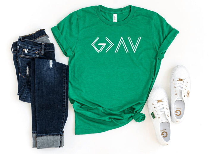 Shirts & Tops-God Is Greater Than Ups & Downs T-Shirt-S-Heather Kelly-Jack N Roy