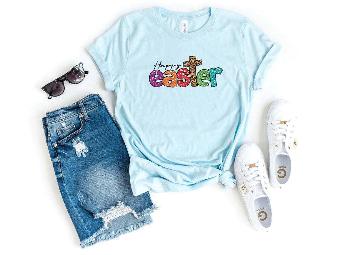 T-Shirt-Happy Easter T-Shirt-S-Heather Ice Blue-Jack N Roy