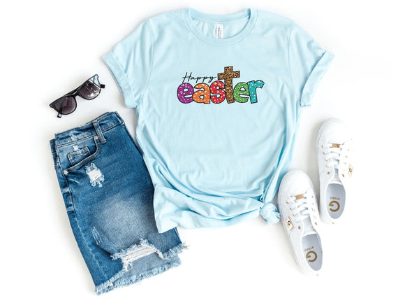 T-Shirt-Happy Easter T-Shirt-S-Heather Ice Blue-Jack N Roy