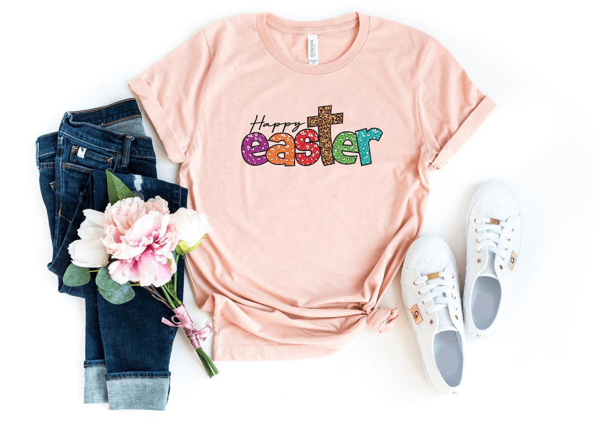 T-Shirt-Happy Easter T-Shirt-S-Heather Peach-Jack N Roy