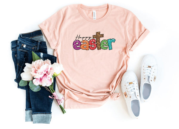 T-Shirt-Happy Easter T-Shirt-S-Heather Peach-Jack N Roy
